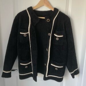 Contrast Trim Textured Old Money inspired jacket size S